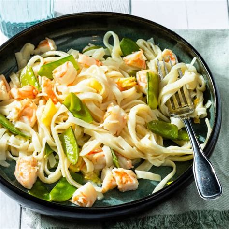 coconut-rice-noodles-with-shrimp-and-snow-peas image
