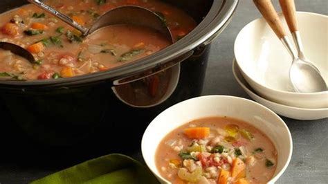 slow-cooker-bean-and-barley-soup-food-network image