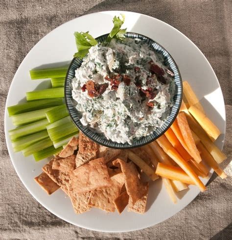 spinach-artichoke-dip-with-bacon-and-crispy-pita-chips image