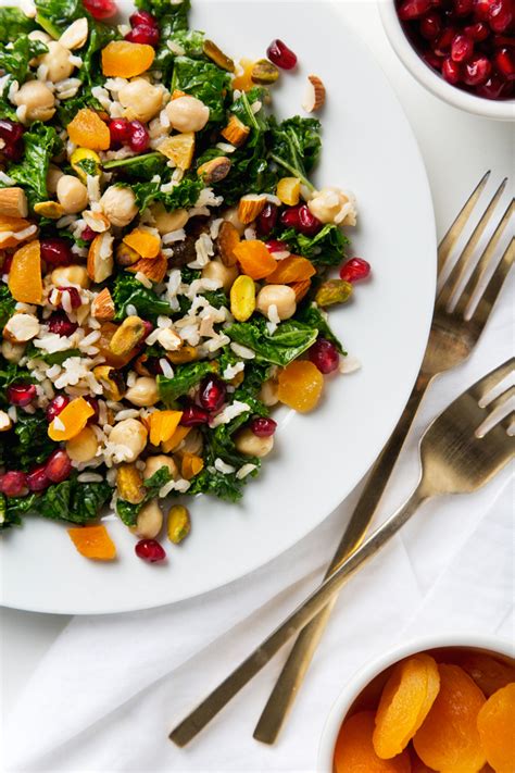 winter-brown-rice-and-kale-salad-pickles-honey image