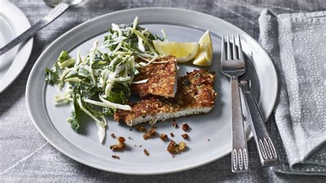turkey-schnitzel-with-green-slaw-recipe-bbc-food image