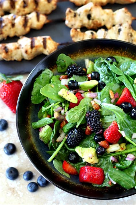 triple-berry-almond-spinach-salad-kims-cravings image