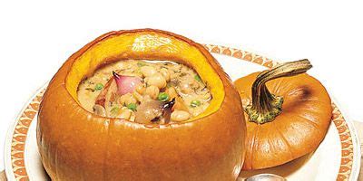 white-bean-and-sausage-stew-in-pumpkin-bowls image