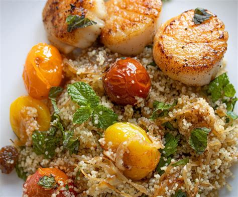 couscous-herbs-tomatoes-salad-with-scallops image