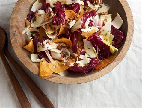 chicory-and-persimmon-salad-with-rosemary-vinaigrette image