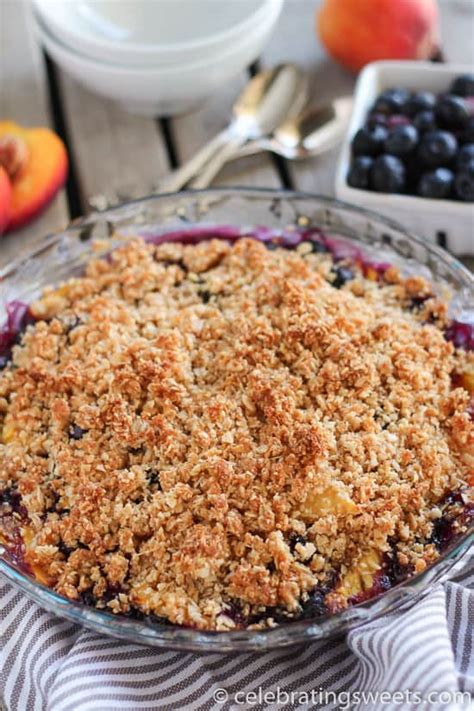 blueberry-peach-crisp-with-coconut-almond-topping image