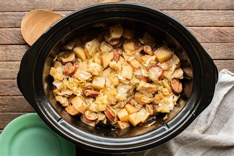 slow-cooker-potatoes-cabbage-and-kielbasa image