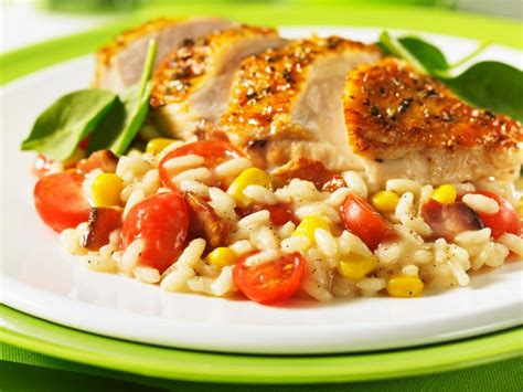 sliced-golden-chicken-with-rice-recipe-eat-smarter-usa image