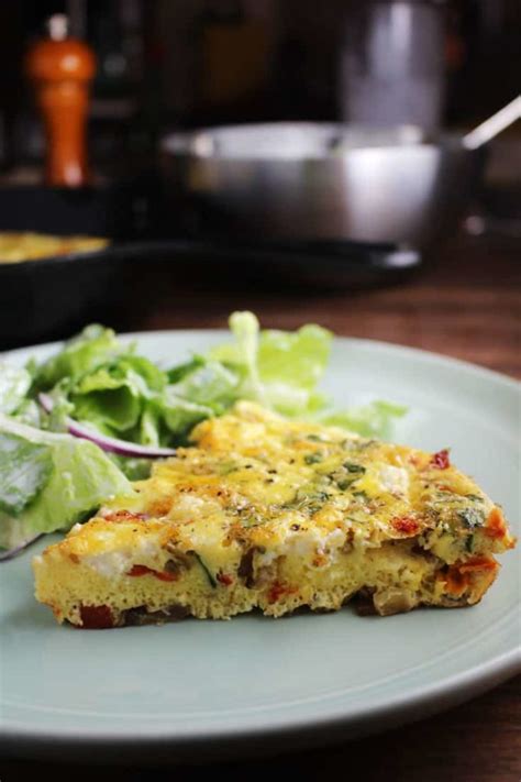 easy-frittata-recipe-with-goat-cheese-and-sun-dried-tomatoes image
