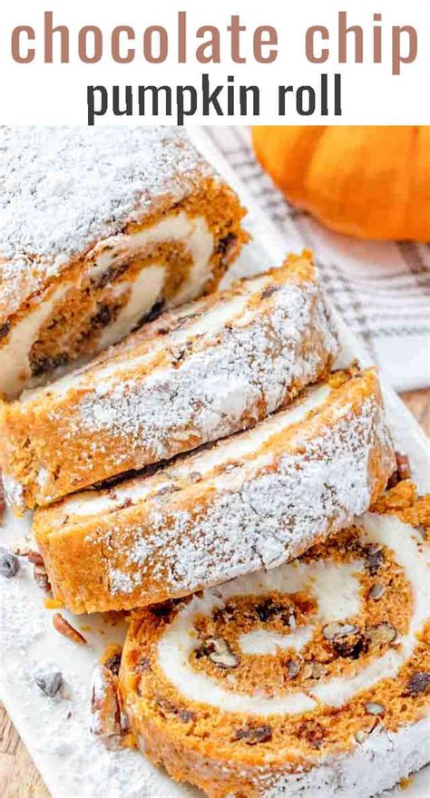 chocolate-chip-pecan-pumpkin-roll-tastes-of-lizzy-t image
