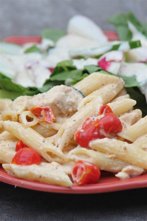 roasted-vegetable-and-chicken-pesto-penne-daily-dish image