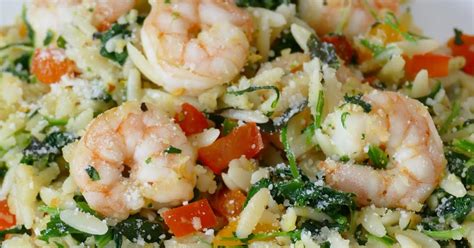 shrimp-parmesan-orzo-with-spinach-and-bell-pepper image