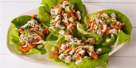 best-buffalo-chicken-lettuce-wraps-recipe-delish image