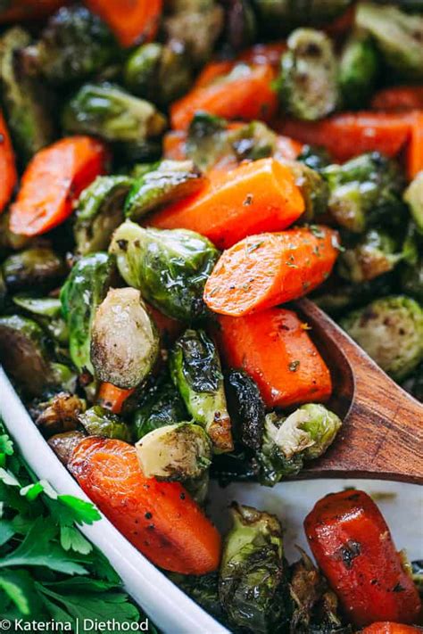 garlic-brown-butter-roasted-brussels-sprouts-and-carrots image