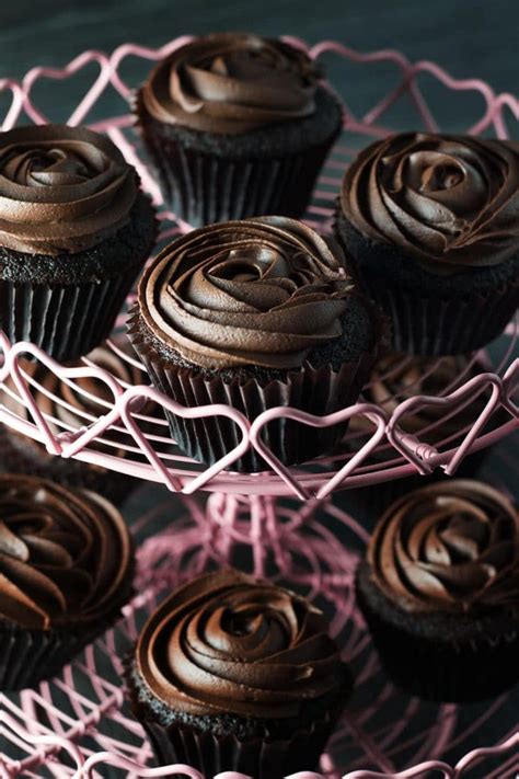 devils-food-cupcakes-with-dark-chocolate-frosting image