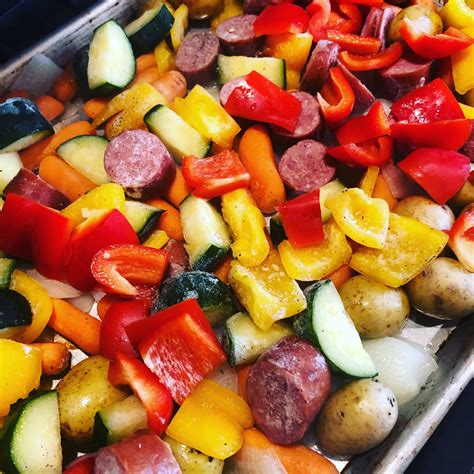 easy-prep-kielbasa-veggie-sheet-pan-dinner image