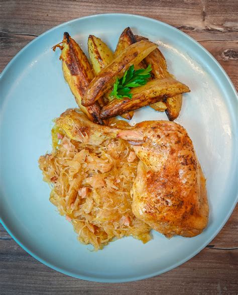 best-baked-chicken-legs-with-sauerkraut-and-potato image
