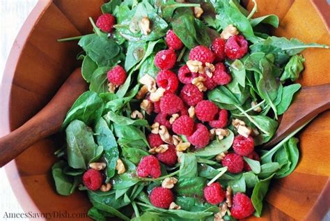 easy-raspberry-spinach-salad-amees-savory-dish image