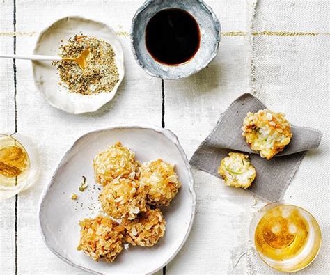 rice-and-crab-fritters-with-genmaicha-salt-gourmet image