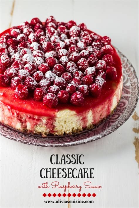 classic-cheesecake-with-raspberry-sauce-olivias-cuisine image