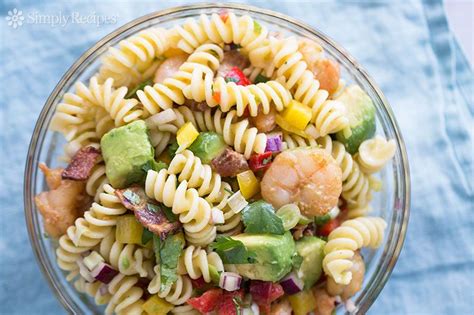 shrimp-bacon-avocado-pasta-salad-recipe-simply image