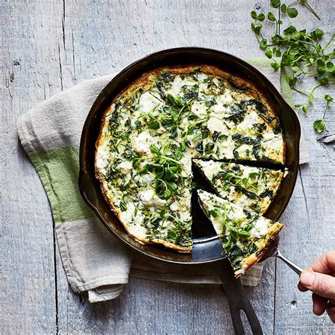 skillet-spinach-pea-shoot-and-spring-herb-pie image