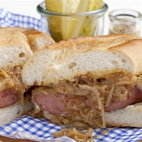 smoked-sausage-sandwiches-with-beer-braised-onions image