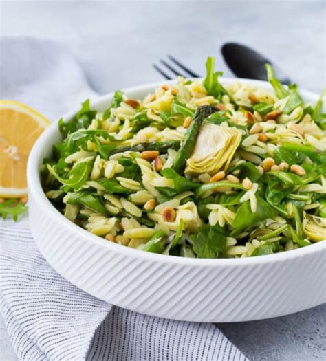 spring-orzo-salad-with-arugula-asparagus-pine-nuts image