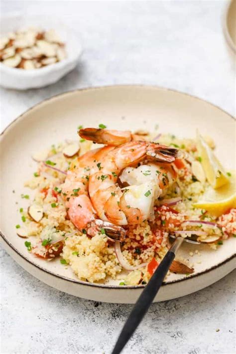 couscous-salad-with-tarragon-roasted-shrimp-well image
