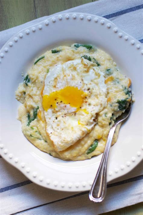 cheesy-grits-with-spinach-and-fried-eggs-the-baker image