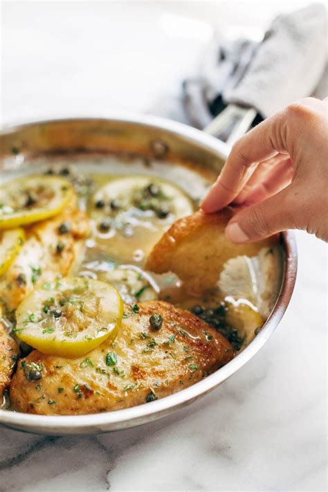 lemon-chicken-piccata-with-grilled-bread-recipe-pinch image