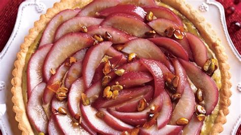 poached-pear-tart-with-caramelized-pistachios image