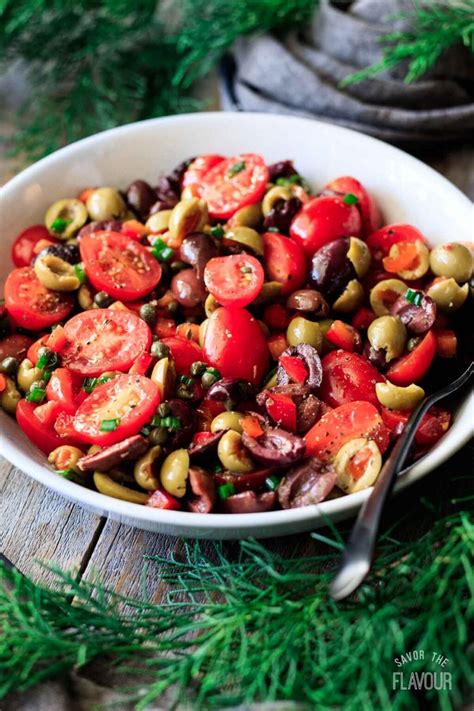 marinated-tomato-olive-salad-recipe-savor-the-flavour image