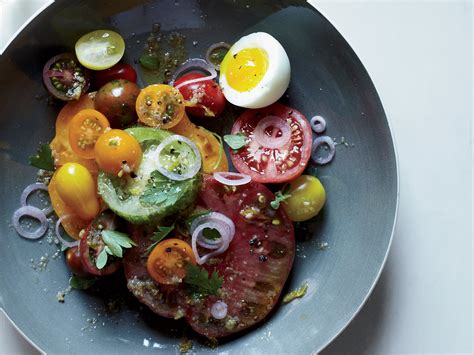 heirloom-tomato-salad-with-anchovy-vinaigrette-food image