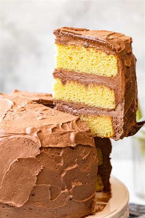 yellow-cake-with-milk-chocolate-buttercream-the image
