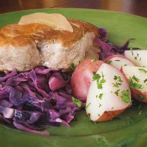 best-pork-chops-with-red-cabbage-and-apples image