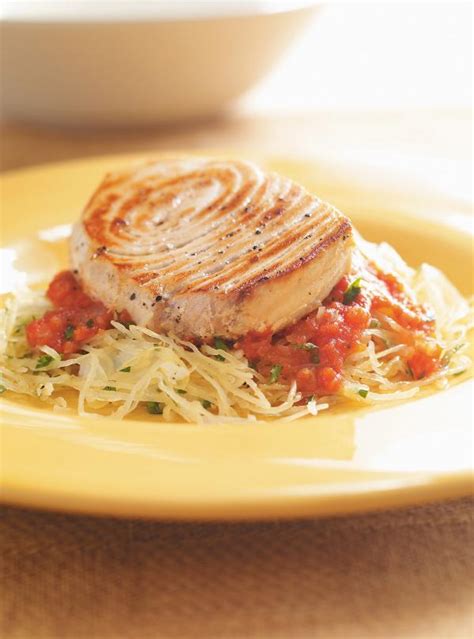 pan-seared-swordfish-with-tomato-sauce-and-spaghetti image