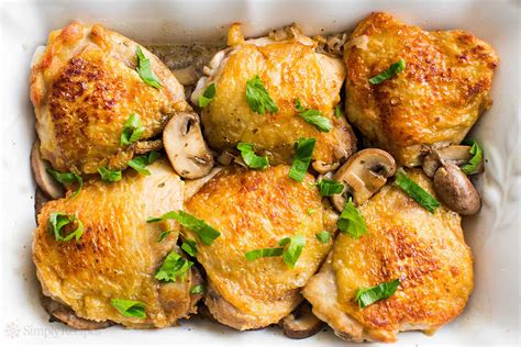 chicken-thighs-with-mushrooms-and-shallots-simply image