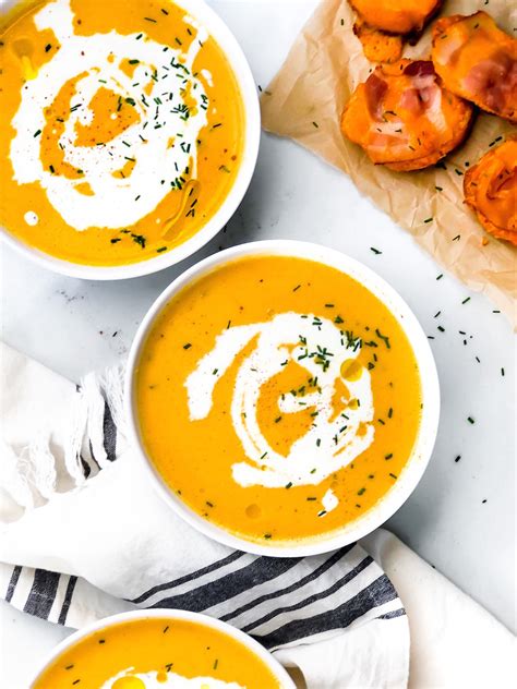 butternut-squash-soup-with-cheddar-bacon-crostini image
