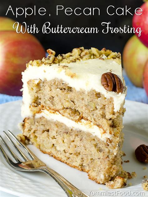apple-pecan-cake-with-buttercream-frosting image