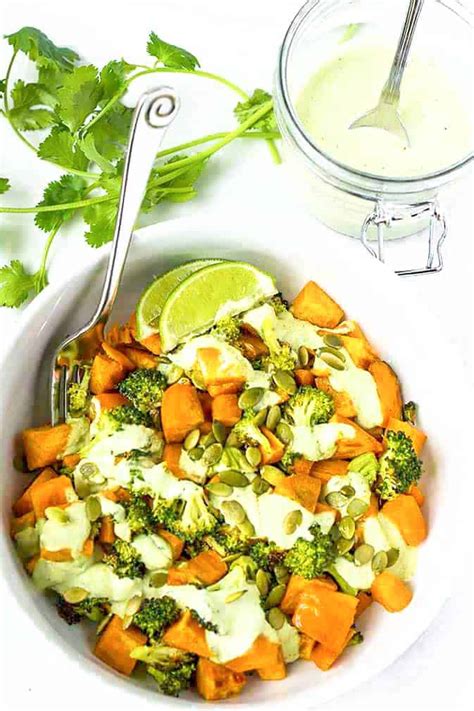 roasted-sweet-potato-broccoli-salad-healthier-steps image