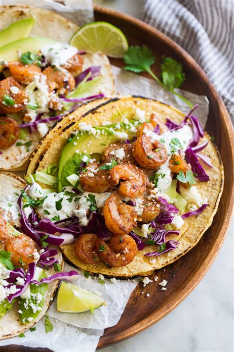 shrimp-tacos-with-cilantro-lime-crema-cooking-classy image