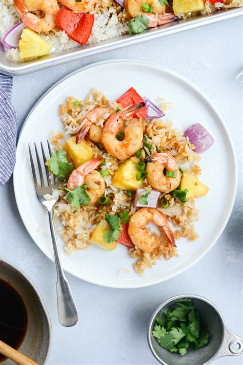 sheet-pan-hawaiian-shrimp-and-rice-dinner-simply image