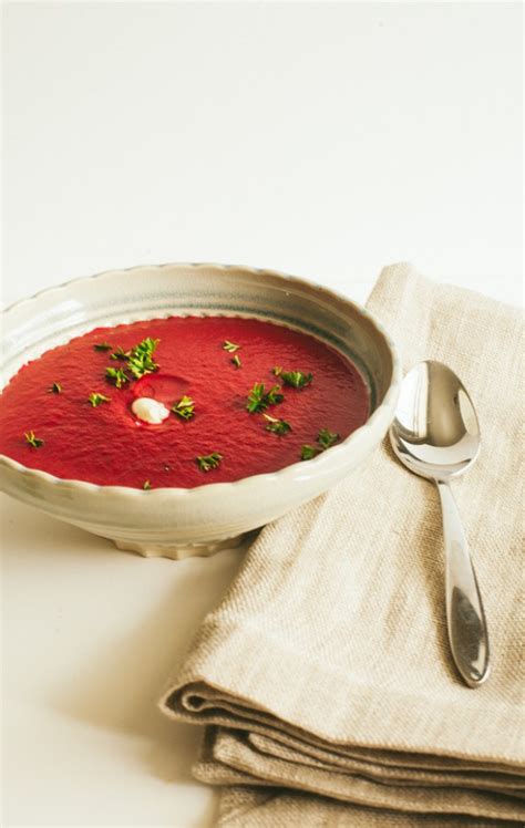 creamy-red-roasted-beet-soup-recipe-foodal image