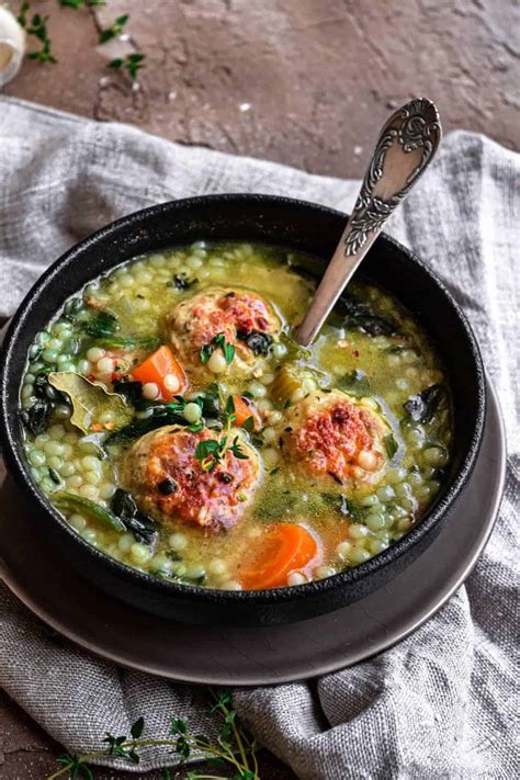 italian-wedding-soup-with-chicken-meatballs-easy image