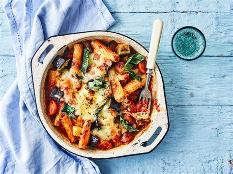 how-to-make-aubergine-mozzarella-and-tomato-pasta-bake image