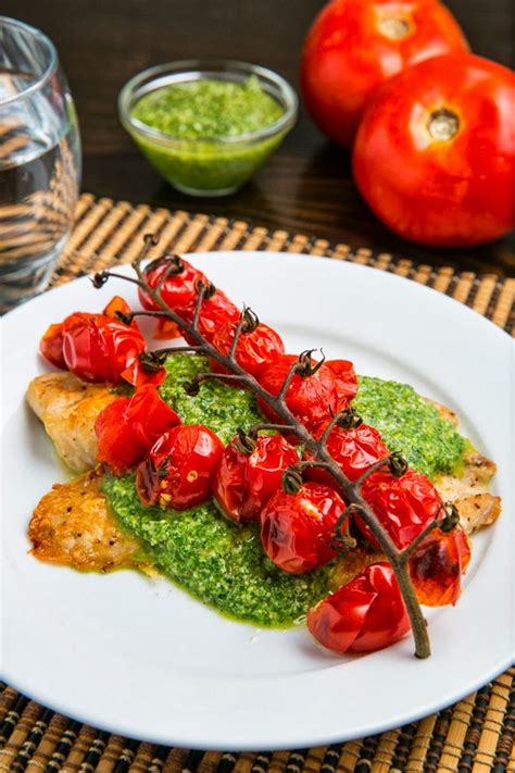 parmesan-crusted-pesto-tilapia-with-roasted-tomatoes image