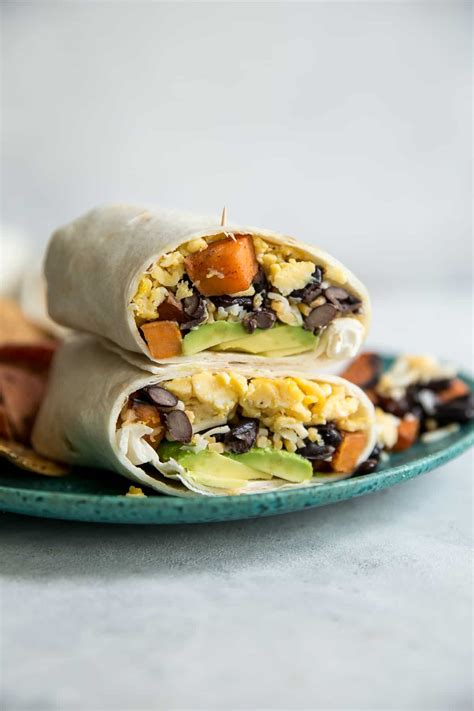 vegetarian-breakfast-burritos-sweet-potatoes-black image