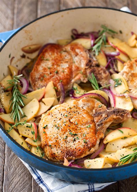 skillet-pork-chops-with-apples-and-onions-the-weary image
