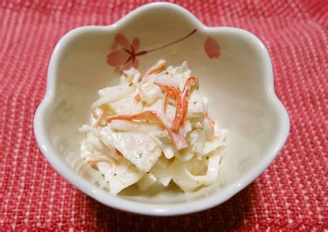 daikon-radish-crab-mayonnaise-salad-recipe-by image